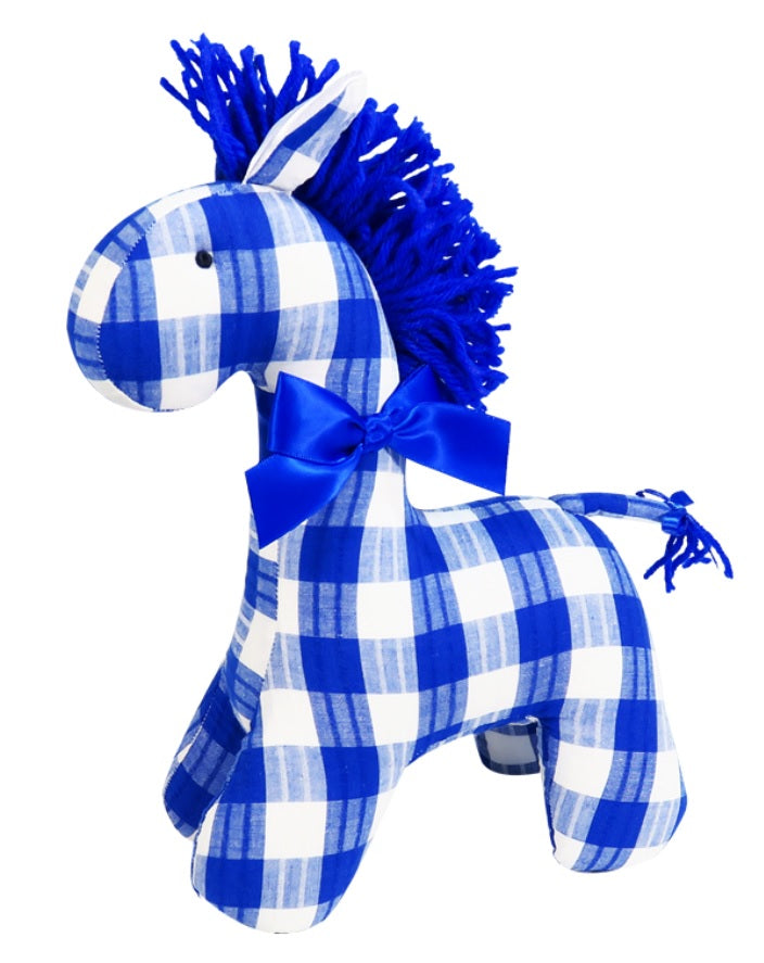 Horse Rattle Toy - Royal Check