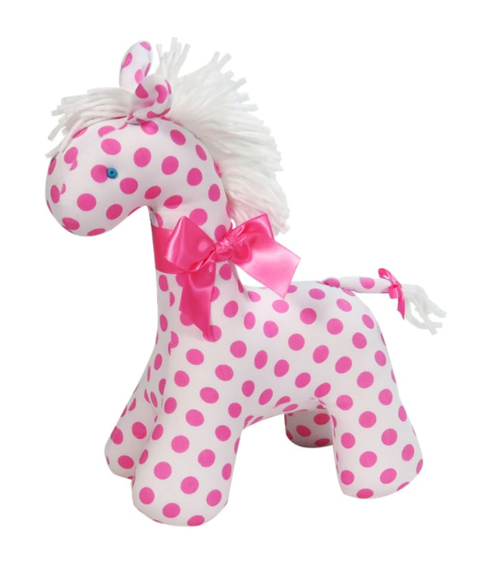 Horse Rattle Toy - Pink Polka Dot